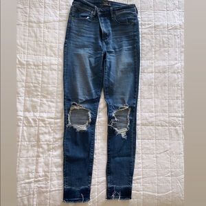 Abercrombie high waisted ripped knee jeggings